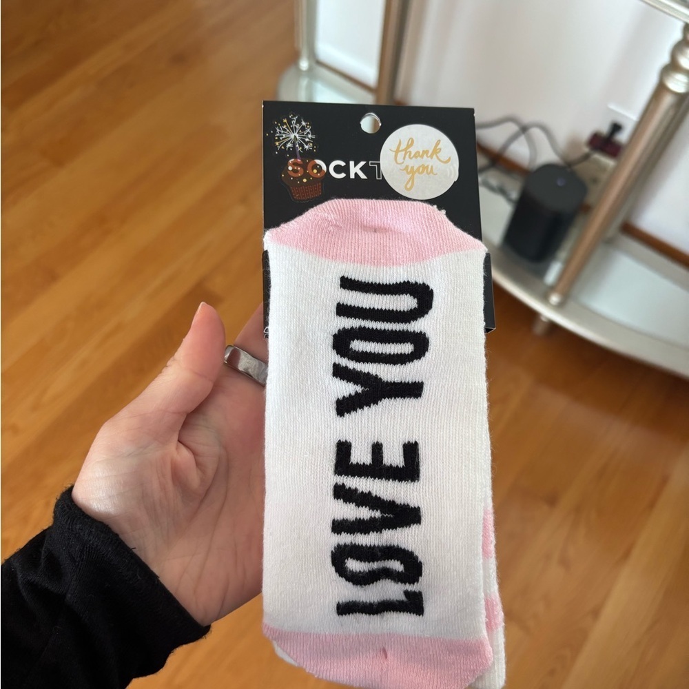 Pink and White 'Love You a Latte' Socks